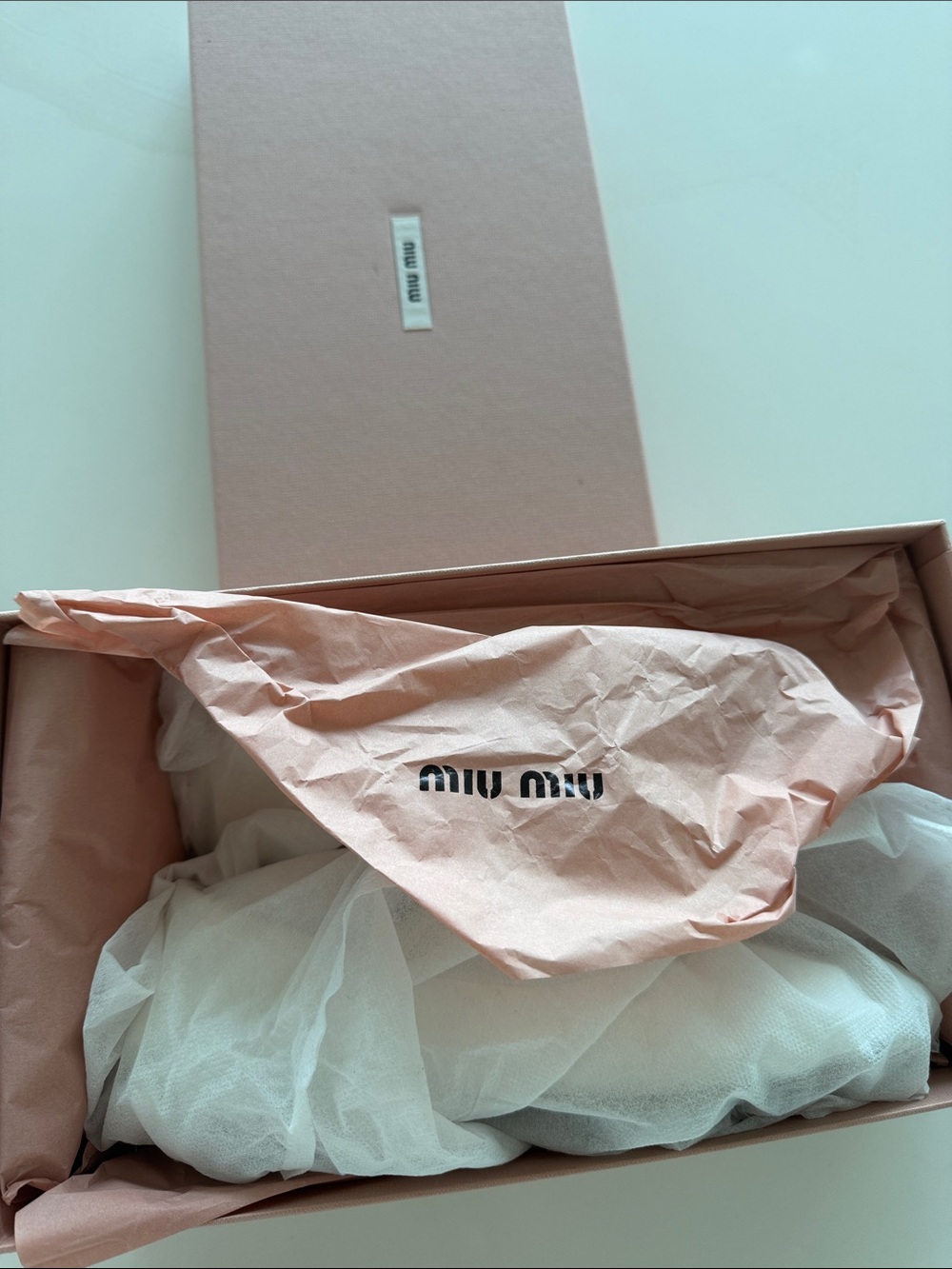 Miu Miu White Satin Ballet Flat with Bow Strap - Picture 5 of 6